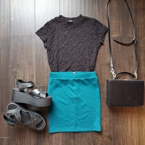 Teal mini skirt